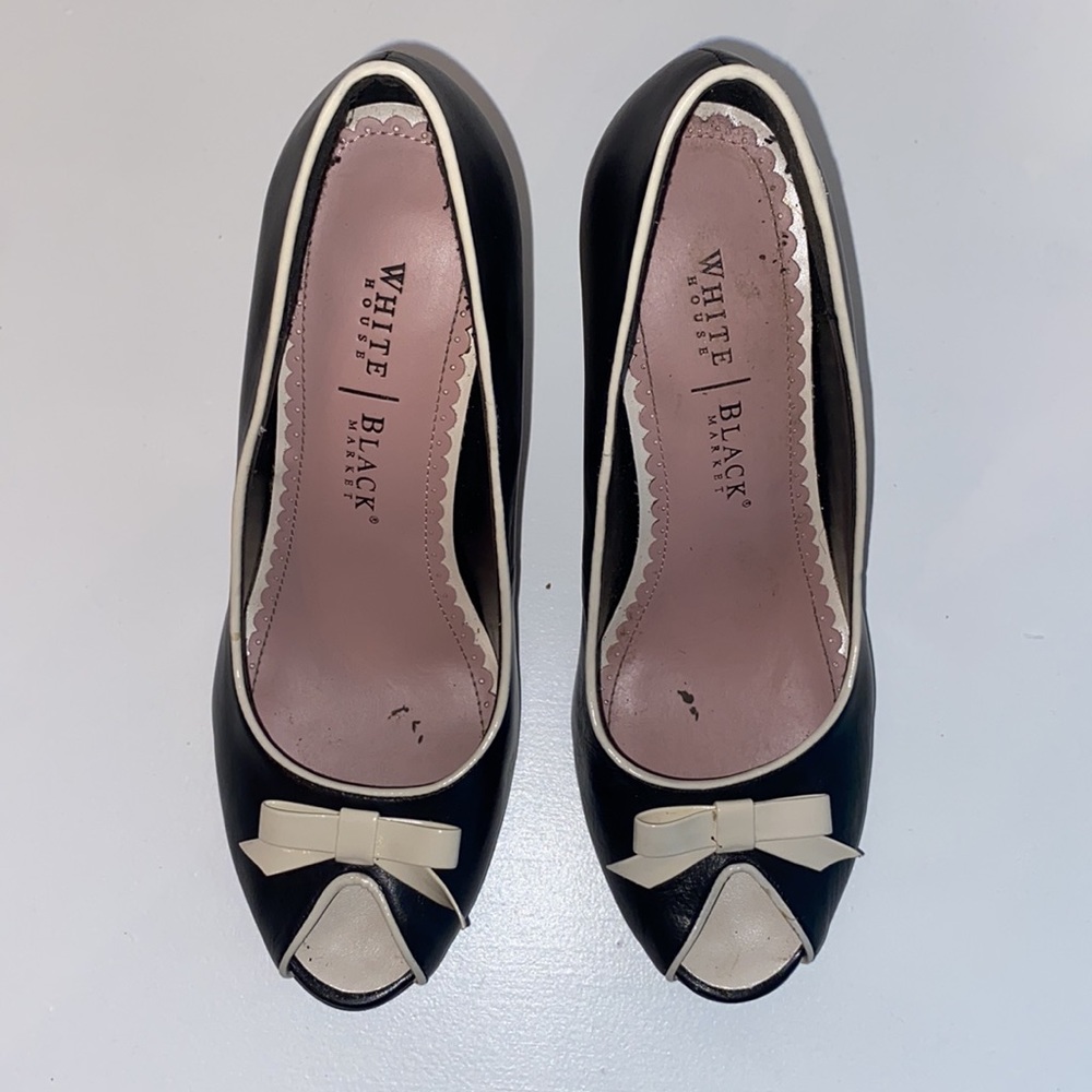 WHBM Peep toe heels with bow